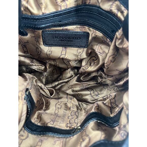 TIGNANELLO Vintage Leopard Suede Leather Drawstring Bucket Purse Bag + Keychain - Picture 11 of 15